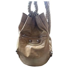 Balenciaga Motocross Giant 21 Rope Backpack in Beige Leather Beige