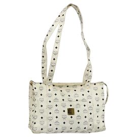 Sac cabas MCM Vicetos Logogram PVC Blanc Or Auth 178496 Blanc Doré