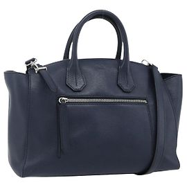 Bolsa BALLY de couro 2way Navy Silver Auth 178127 Prata Azul marinho