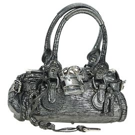 Chloé Chloe Paddington Mini Handtasche aus Leder Silber Auth mr2397SAV Silber