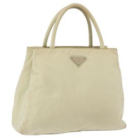 Borsa PRADA Nylon Beige Argento Auth bs34795 Argento Beige