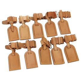 LOUIS VUITTON Powanie Name Tag Leather 10set Beige LV Auth 167221 Beige