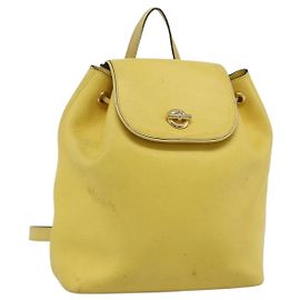 Céline CELINE Backpack Leather Yellow Gold Auth 177264 Golden Yellow