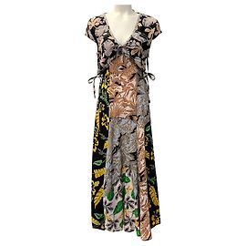 Langes Patchwork-Kleid mit schwarzem Blumendruck 3.1 Phillip Lim Schwarz