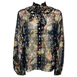 Chloé Camisa de gasa de seda bordada con lurex multicolor azul marino Chloe Azul marino