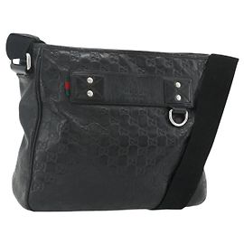 Borsa a Spalla GUCCI GG Canvas Guccissima Pelle Nera Argento 322080 Auth 178212 Nero Argento