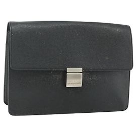 LOUIS VUITTON Clutch Selenga em couro Taiga Ardoise M30782 LV Auth ka4166 Cinza