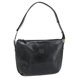 Borsa a Spalla LOEWE Anagram in Pelle Nera e Oro Auth 177548 Nero D'oro