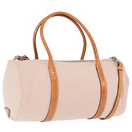 PRADA Handtasche Canvas 2way Beige Silver Auth BSZ665A Silber Beige