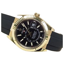 ROLEX Sky-Dweller 18KYG esfera negra Hombre Negro