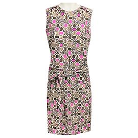 Robe fourreau sans manches en coton à imprimé géométrique multicolore Rose / Taupe Marni Multicolore