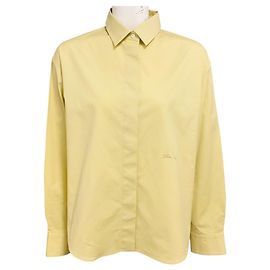 Camisa Longchamp em popeline de algodão elástico pistache Verde