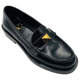 Valentino Garavani Mocasines Valentino de piel Roman Stud Negro / Oro Negro