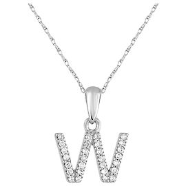 Autre Marque 14k Weißgold & Diamanten Initialen-Halskette - W Andere
