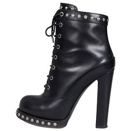 Alexander McQueen Black Leather Ankle Boots Sz.39 pre-owned Other