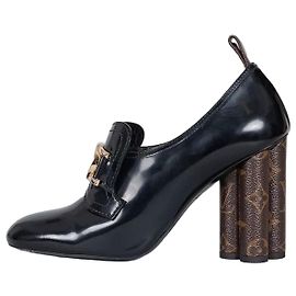 Louis Vuitton Black Leather Pumps Sculpted Heel Sz. 38 Pre-owned Other