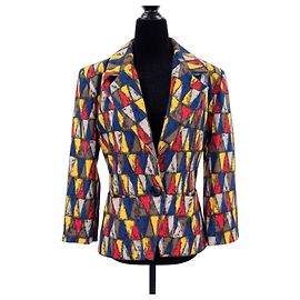 Chaqueta Yves Saint Laurent Variation Estampado Geométrico Arlequín Multicolor
