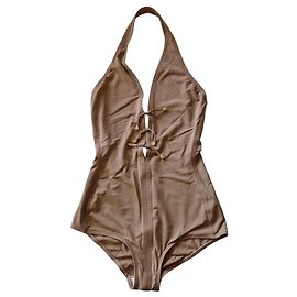 Hermès Cognac Einteiler Badeanzug 90er Schnitt Cognac