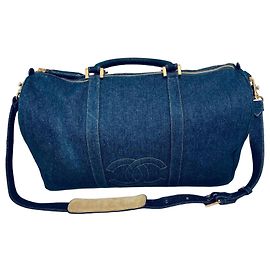 Chanel Bolso Boston en jean azul Azul
