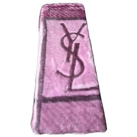 Yves Saint Laurent YSL Pink Patchwork Plaid Blanket Pink Dark red
