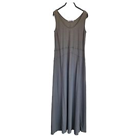 Jil Sander Vestido largo sin mangas de algodón Gris Caqui Gris pardo