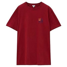 Loewe Camiseta de algodón Anagram bordada - Burdeos Burdeos