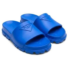 Mules Prada Monolith en caoutchouc bleu Bleu