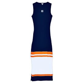 Vestido Loewe Tank largo de algodón sin mangas con rayas Blanco Naranja Azul oscuro