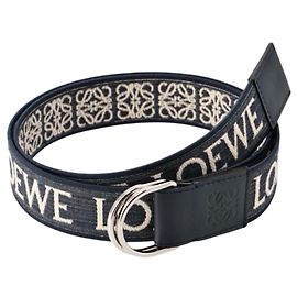Loewe Cinto Anagram de lona e couro azul marinho Azul