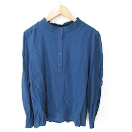Apc A.P.C. Langarm-Pulloverbluse mit Rüschenhals Blau