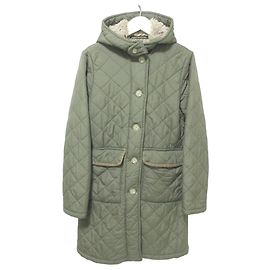 Autre Marque Mackintosh Steppmantel Lang Grün Khaki