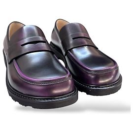 Loewe Leder-Loafer irisierend Schwarz Lila