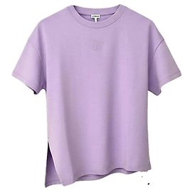 Loewe T-shirt en coton lilas avec logo brodé Violet