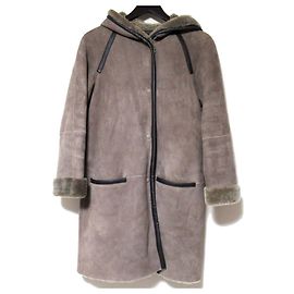 Autre Marque Casaco com capuz de shearling 23ku Marrom