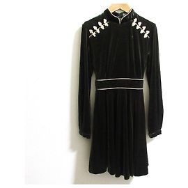 Autre Marque Robe mini Velor Mandarin PAMEO POSE Robe Velor Vert Kaki