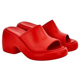Salvatore Ferragamo Red Rubber Platform Sandals Red