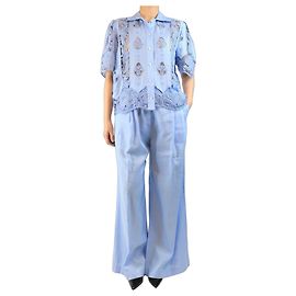 Autre Marque Blue linen top and trousers set - size M Blue