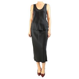 Anine Bing Set con top a canottiera e gonna in seta nera - taglia M Nero