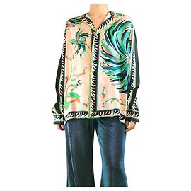 Emilio Pucci Camisa de seda estampada multicolor - talla UK 16 Multicolor