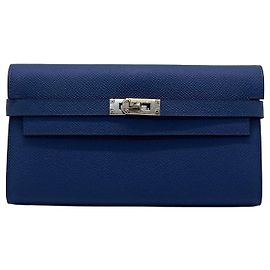 Hermès Kelly Wallet in Agate Blue Epsom Leather Blue