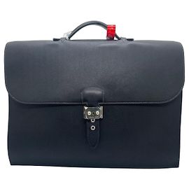 Hermès Sac à Dépêches Maletín de cuero Togo negro Negro