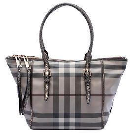 Burberry Beige Small Smoke Check Coated Canvas Salisbury Tote Beige