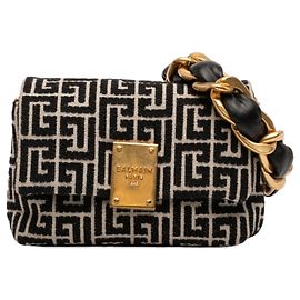 Balmain Borsa a tracolla Mini Monogram Jacquard 1945 nera Nero