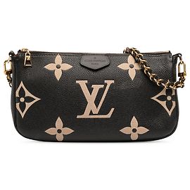 Louis Vuitton Multi Pochette Accessoires en cuir Empreinte Monogram Giant noir bicolore Noir
