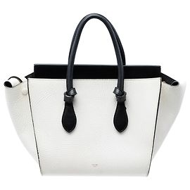 Céline Celine Tote Bicolor Kalbsleder Medium White Tie Knot Weiß