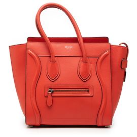 Céline Sac cabas Celine Orange Micro en cuir Rouge Orange