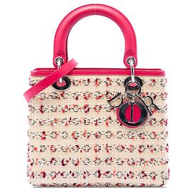 Lady Dior em ráfia trançada bege Medium Bege