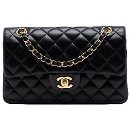 Chanel Black Small Classic Lambskin Double Flap Noir
