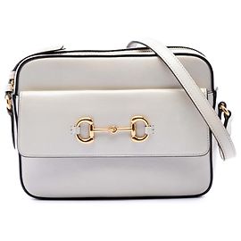 Gucci White Small Leather Horsebit 1955 Camera Bag White