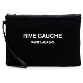 Saint Laurent Black Canvas Rive Gauche Clutch Black